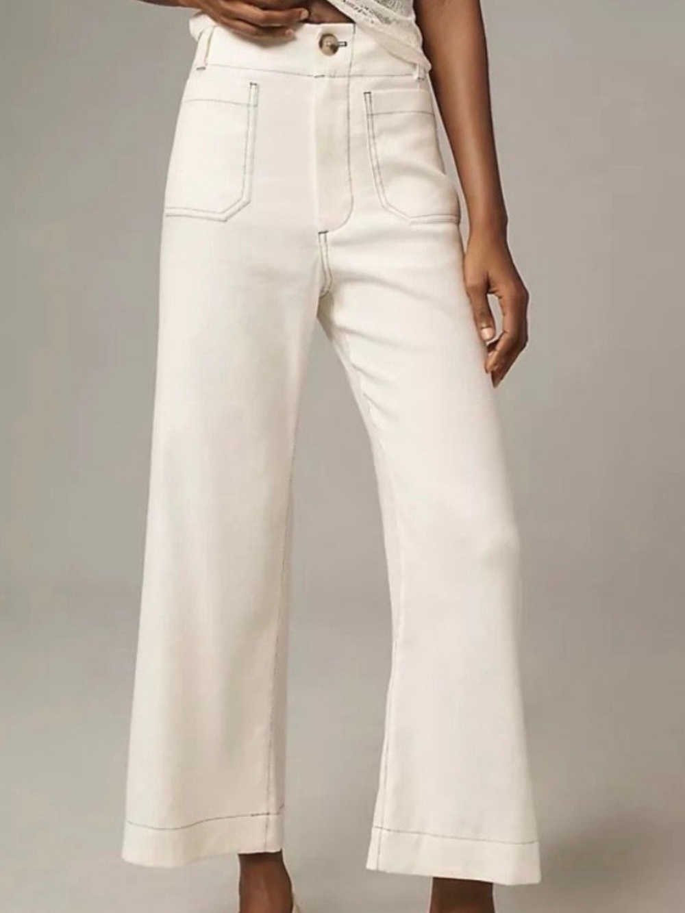NWOT Maeve Colette Contrast Stitching Wide Leg Crop Pants